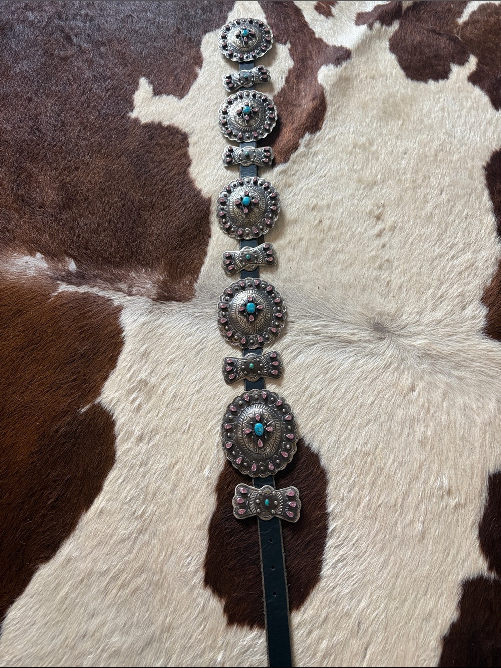 Rodeo Quincy Turquoise and Pink Concho Belt -